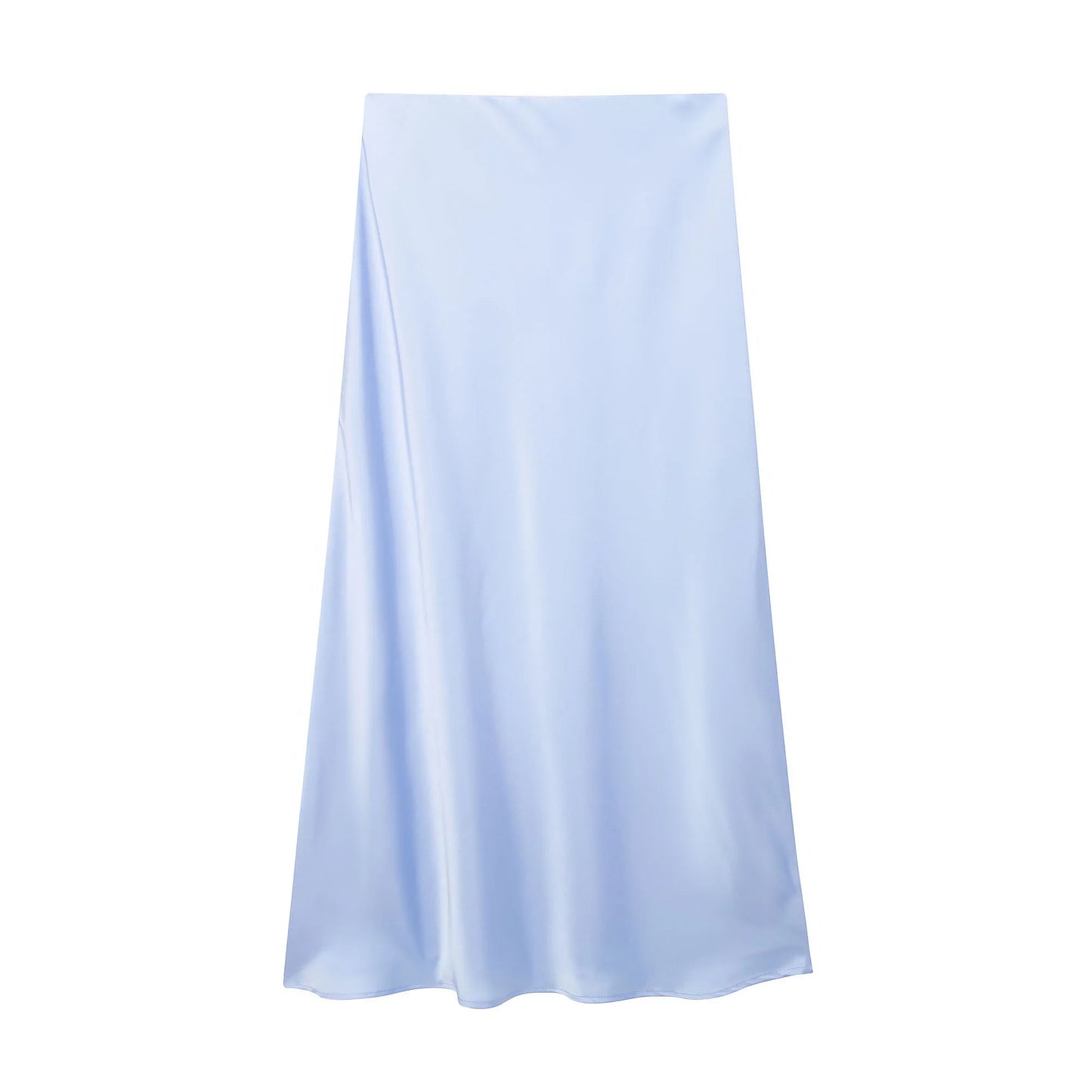 Women's High-Waist Satin Midi Skirt – Elegant Office & Everyday Wear