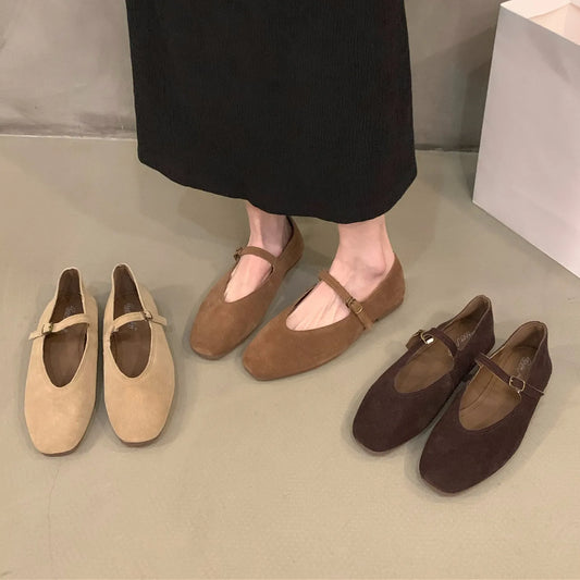 Bailamos Women’s Ballet Flats – Soft Leather Round Toe Slip-On Casual Shoes