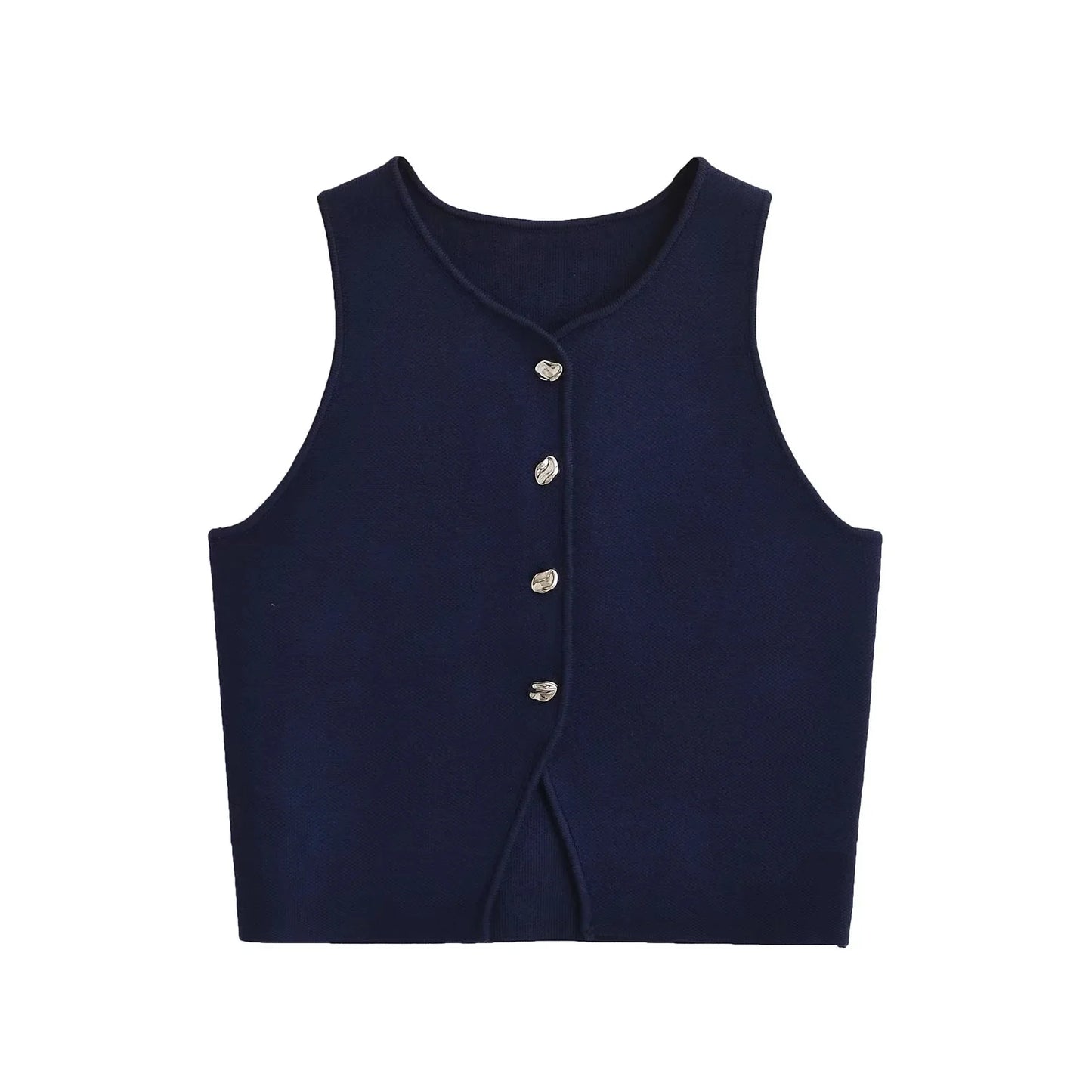 Asymmetrical Cropped Knit Sweater Vest – Women's Winter 2025