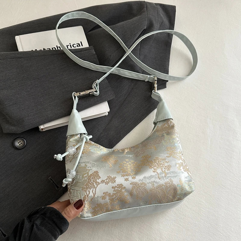 Chinese Embroidered Crossbody Tote Bag