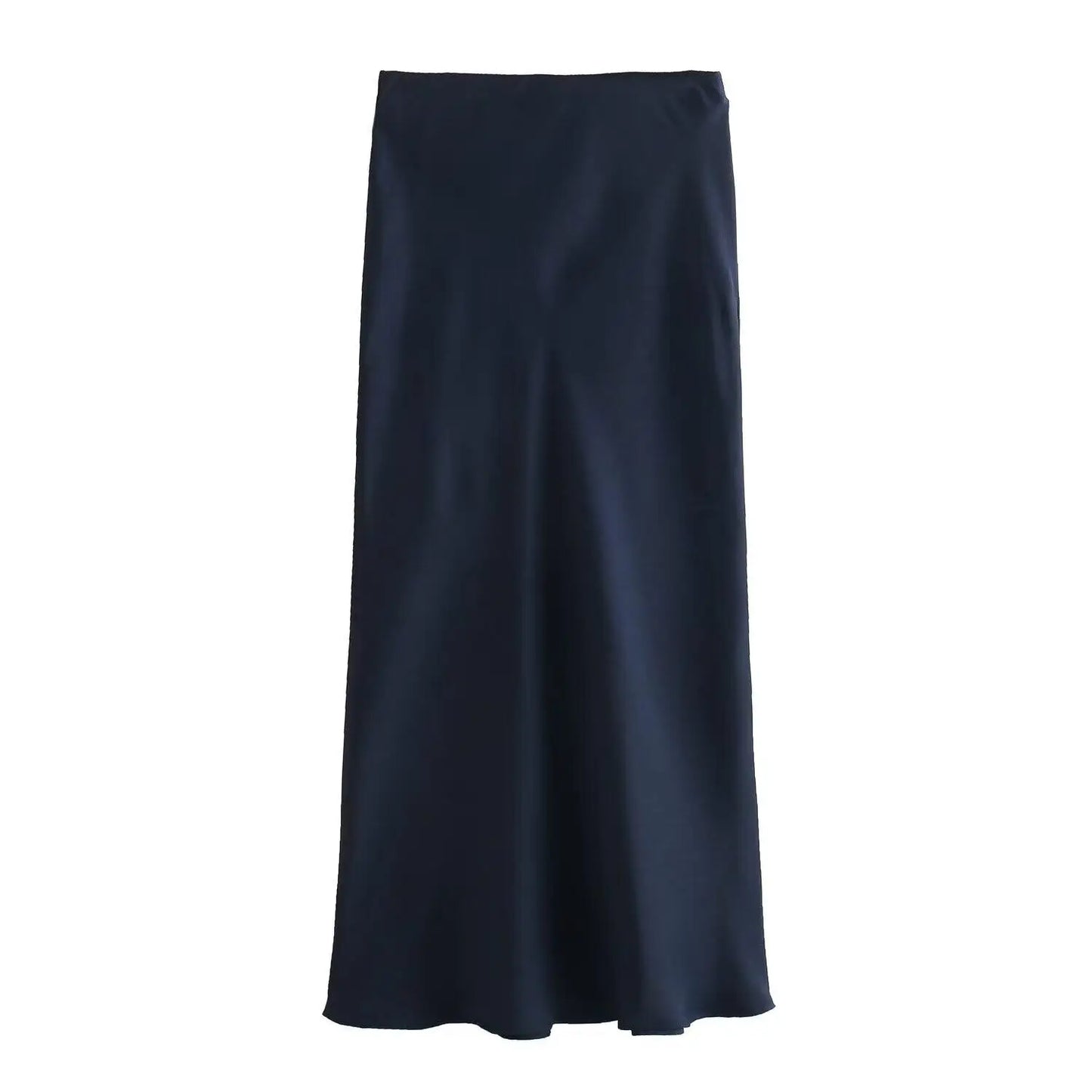 Women's High-Waist Satin Midi Skirt – Elegant Office & Everyday Wear