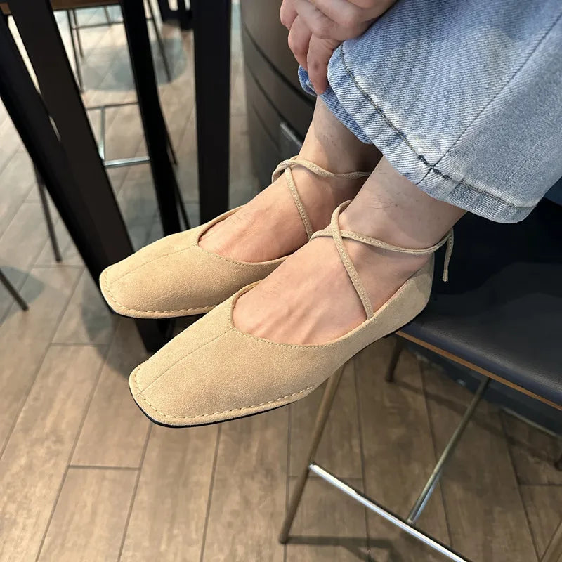 Bailamos Women’s Ballet Flats – Soft Leather Round Toe Slip-On Casual Shoes