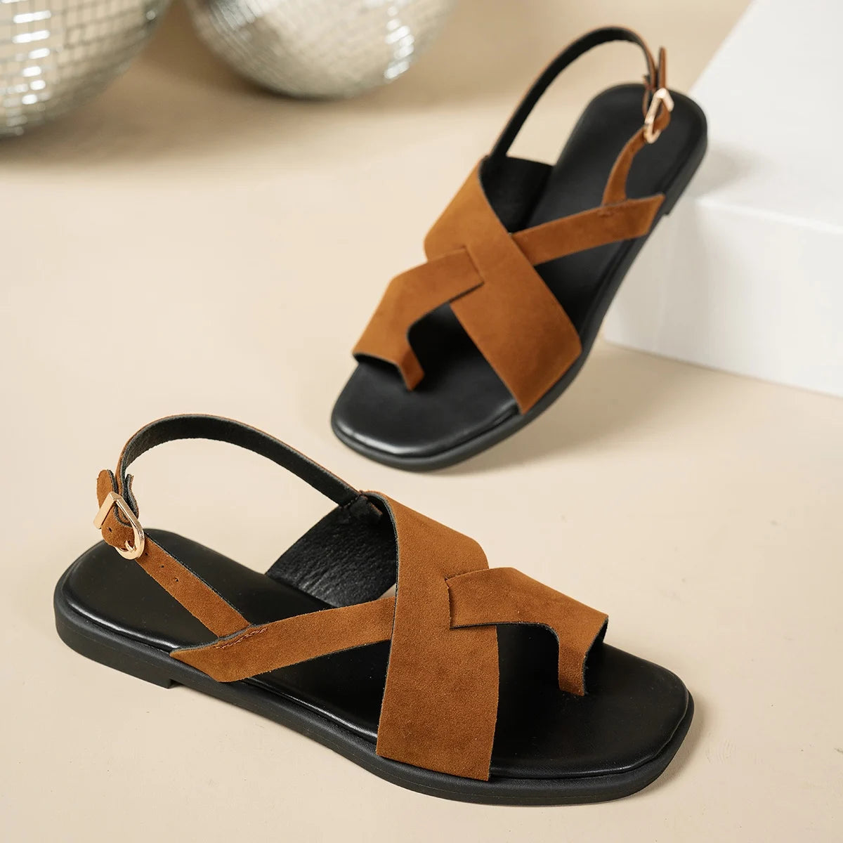 EcoStep™ Vintage Roman Flat Sandals – Women’s Summer Holiday Slip-On Sandals