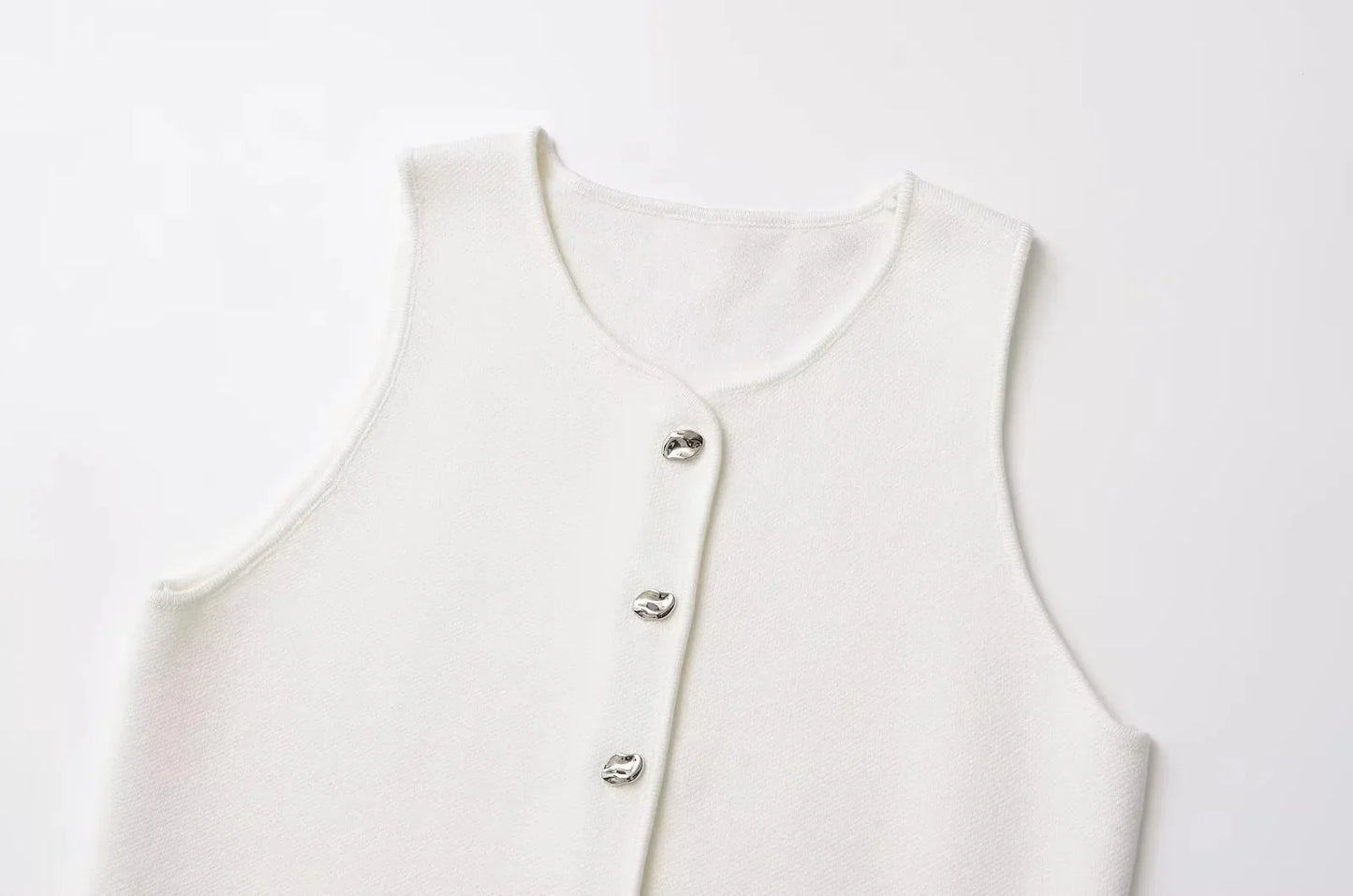 Asymmetrical Cropped Knit Sweater Vest – Women's Winter 2025