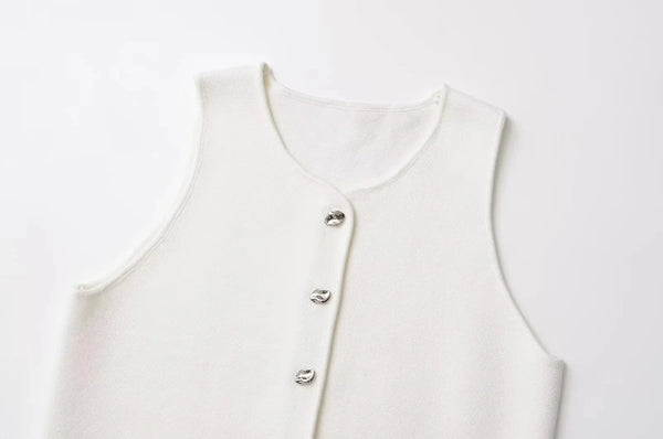Asymmetrical Cropped Knit Sweater Vest – Women's Winter 2025
