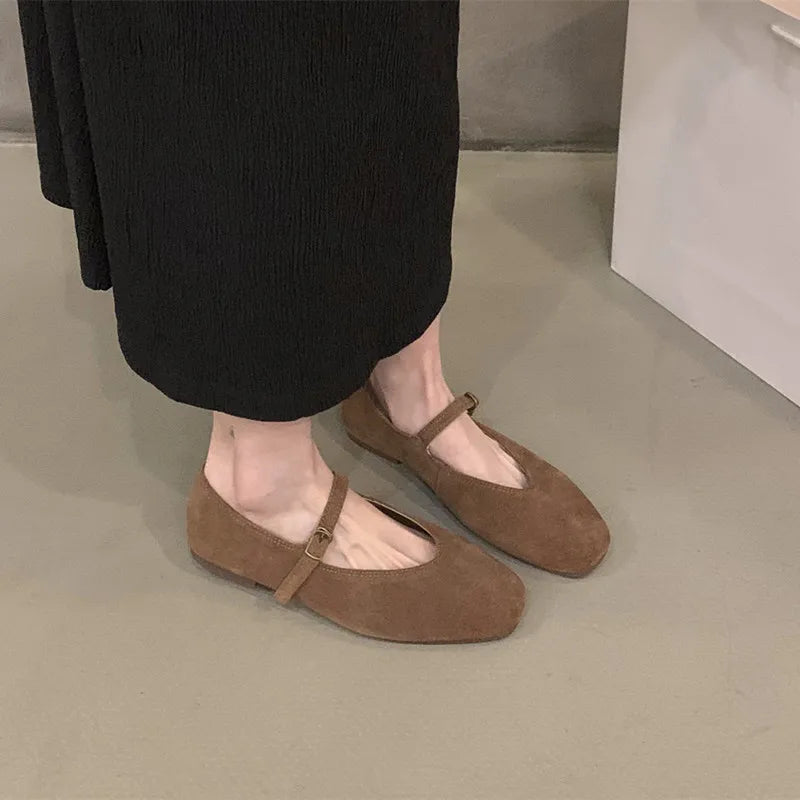 Bailamos Women’s Ballet Flats – Soft Leather Round Toe Slip-On Casual Shoes
