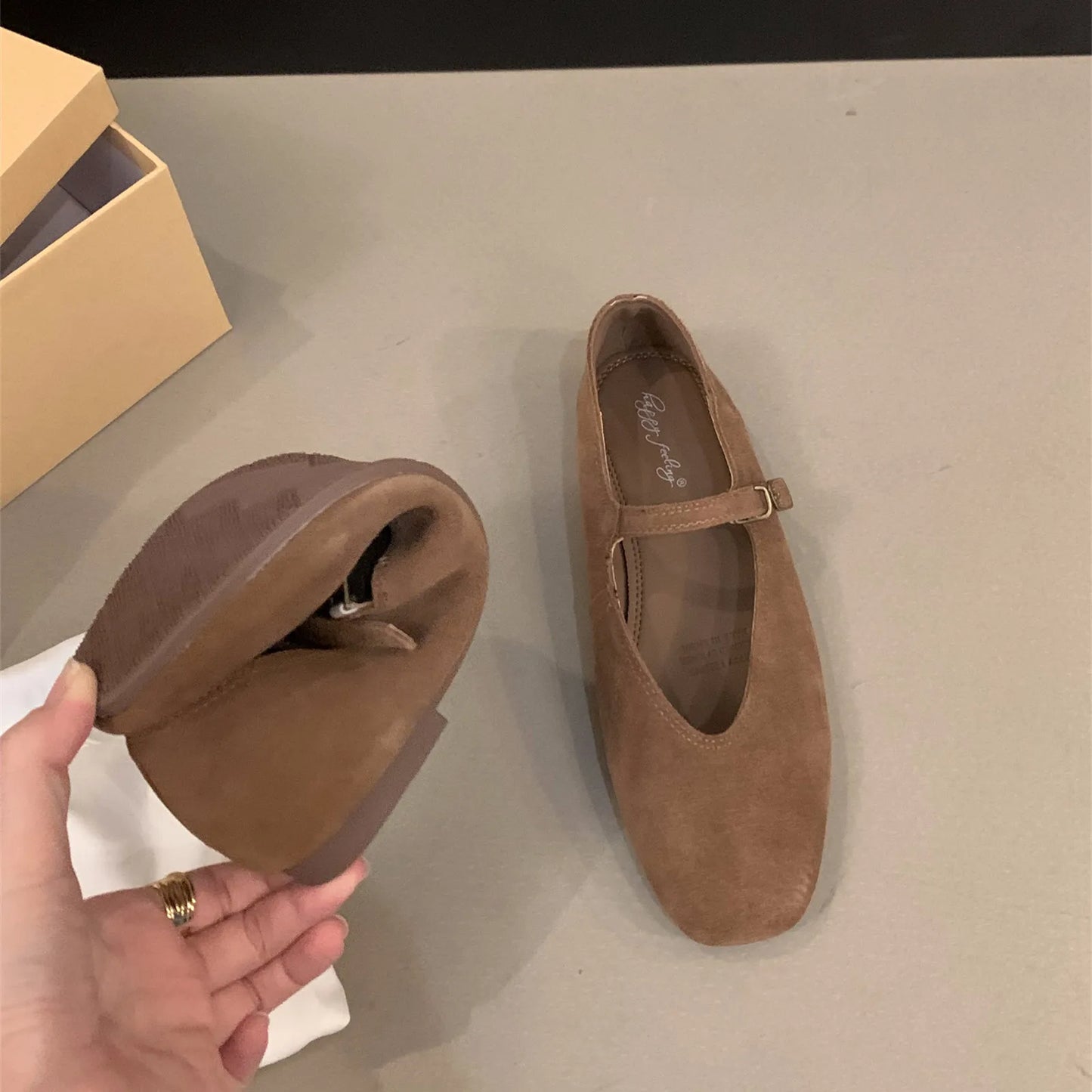 Bailamos Women’s Ballet Flats – Soft Leather Round Toe Slip-On Casual Shoes