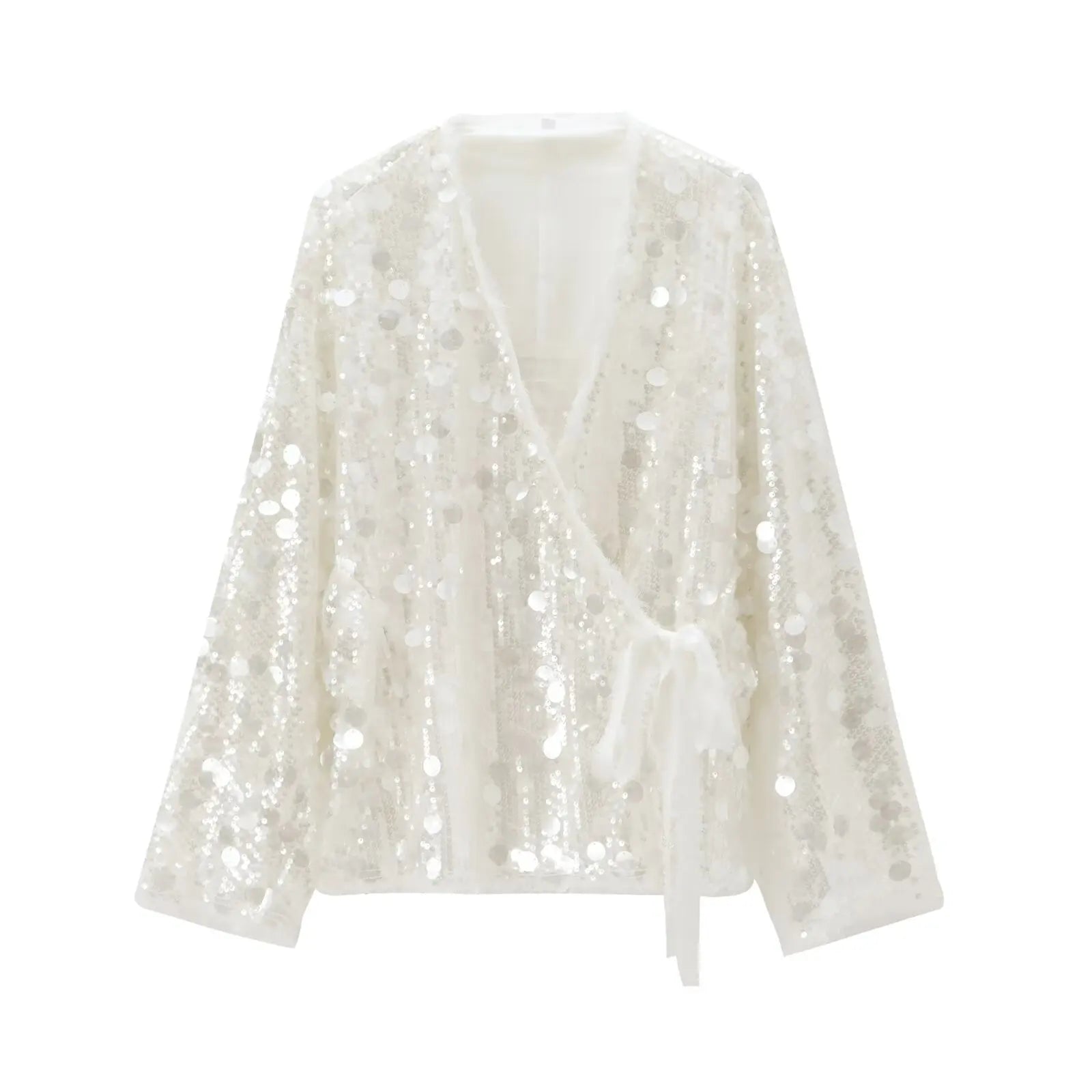 White sequin jacket on a white background
