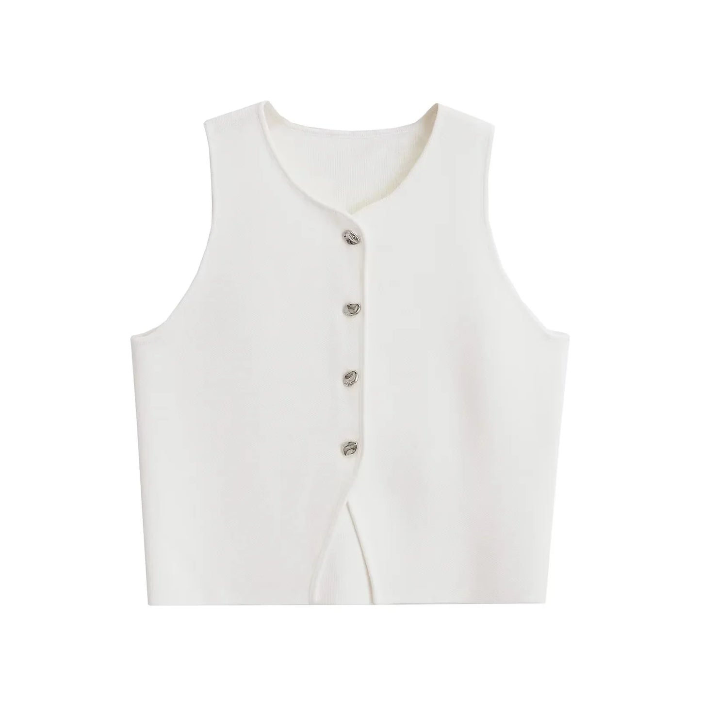 Asymmetrical Cropped Knit Sweater Vest – Women's Winter 2025