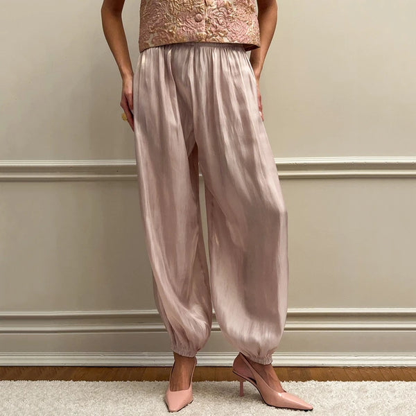 Linad™ Elegant Pleated Wide-Leg Trousers – Women's High-Waist Crepe Pants